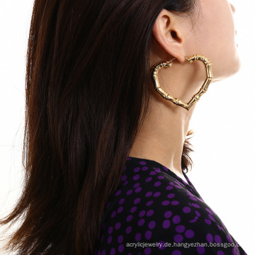 All-Match Business-Persönlichkeit Ohrringe, einfache geometrische herzförmige Bambus-gemeinsame kreative Ohrringe für Frauen